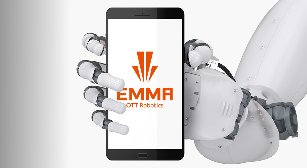 Hier sehen Sie ein Foto der Roboter Hand von der Robotic Process Automation Lösung EMMA RPA